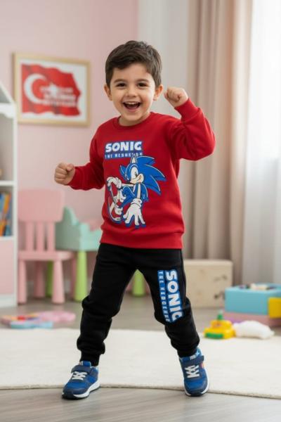 SONİC BASKILI ERKEK TAKIM Kırmızı