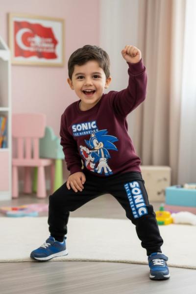 SONİC BASKILI ERKEK TAKIM Kahverengi