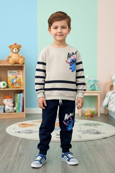 STİCH ALOHA ÇİZGİLİ ERKEK TAKIM Lacivert