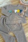 SÜZENE MEVSİMLİK HAPPY BASKILI İKİLİ TAKIM  Kahverengi