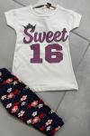 SWEET 16 TAYTI BÜYÜK ÇİÇEKLİ KIZ TAKIM Beyaz