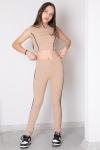 TARZ CROP FİTİLLİ TAYTLI  KIZ TAKIM  Bej