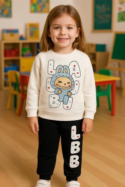 TEKLİ LABUBU 3 İP ŞARDONLU EŞOFMAN TAKIMI  Beyaz