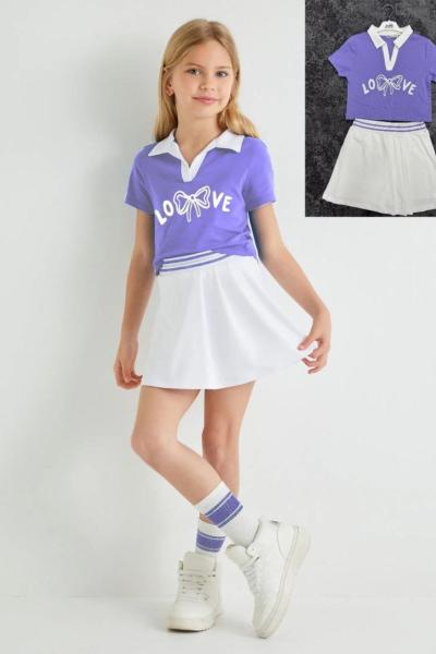 TENİS ŞORT ETEKLI KIZ TAKIM  Lila