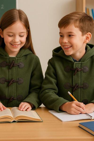 UNİSEX 3 DÜĞMELİ KAŞE KABAN  Yeşil