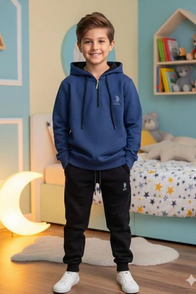 USPA YARIM FERMUAR İKİ İPLİK ŞARDONLU ERKEK TARZ TAKIM Lacivert