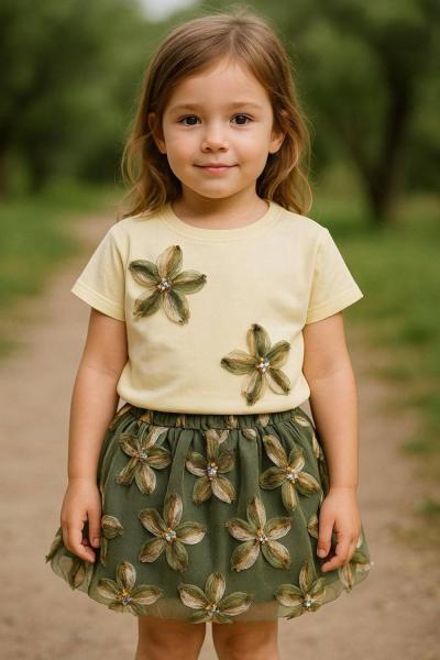 ÜST İKİ ZAMBAK ÇİÇEKLİ ETEĞİNİN HERYERİ ZAMBAK ÇİÇEKLİ ETEKLİ  TAKIM Yeşil