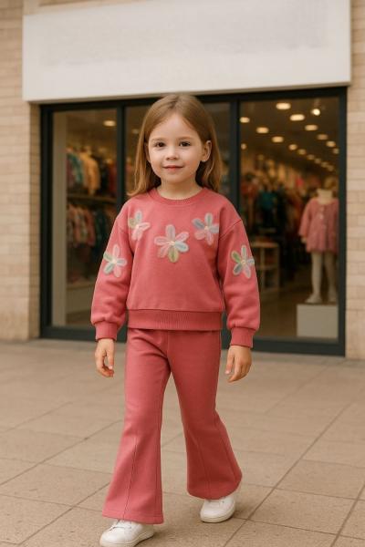 ÜSTÜ ZAMBAKLI ALT İSPANYOL KIZ TAKIM  Pembe