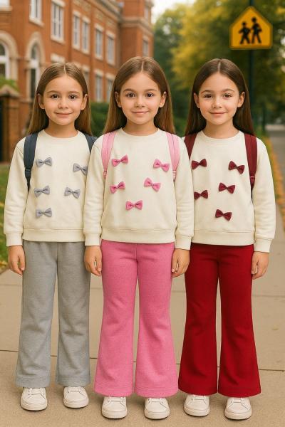 ÜZERİ MİNİK MİNİK FİYONKLU İKİ IP KIZ İSPANYOL TAKIM  Bordo