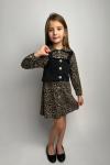 UZUN KOL YELEKLİ LEOPAR ELBİSE  Bej