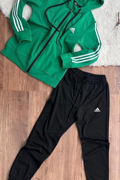 YENİ DALGIÇ AD KOLLARI ŞERİTLİ EŞOFMAN TAKIMI Yeşil