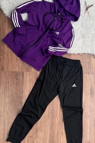 YENİ DALGIÇ AD KOLLARI ŞERİTLİ EŞOFMAN TAKIMI Mor