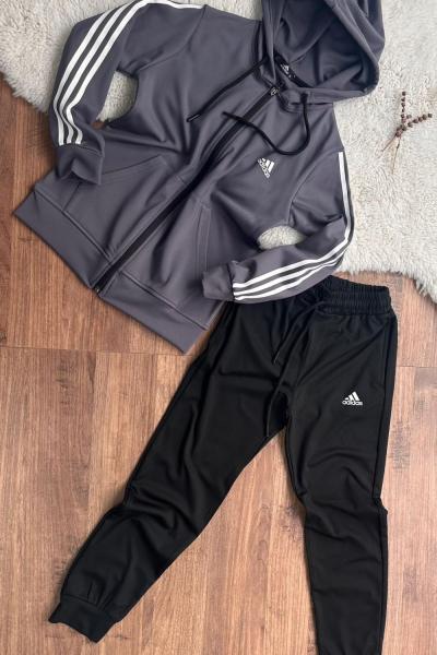 YENİ DALGIÇ AD KOLLARI ŞERİTLİ EŞOFMAN TAKIMI Antrasit