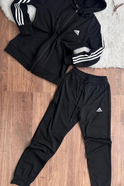 YENİ DALGIÇ AD KOLLARI ŞERİTLİ EŞOFMAN TAKIMI Siyah