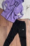 YENİ DALGIÇ AD KOLLARI ŞERİTLİ EŞOFMAN TAKIMI Lila
