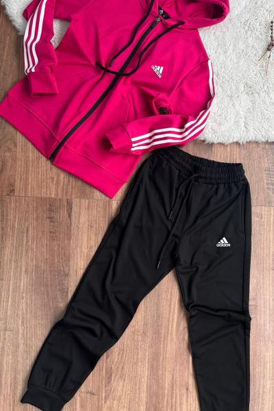 YENİ DALGIÇ AD KOLLARI ŞERİTLİ EŞOFMAN TAKIMI Fuşya