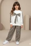 YENİ ORTASI FİYONKLU ALT LEOPAR BÜRÜMCÜK KIZ TAKIM Beyaz