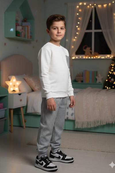 YENİ ÜST İKİ İP ALT SU YOLU PAÇA LASTİKLİ TARZ ERKEK TAKIM Siyah