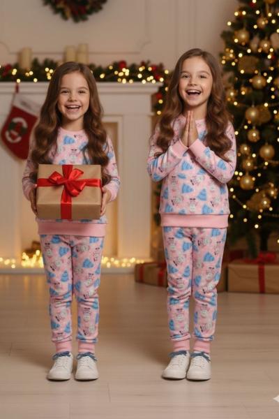 YENİ YIL NOEL BABA VE AĞAÇ KIZ TAKIM  Pembe