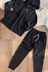 YENİ ZAR4 KAPŞONLU TAM FERMUARLI EŞOFMAN TAKIMI  Siyah
