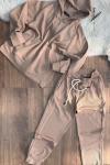YENİ ZAR4 KAPŞONLU TAM FERMUARLI EŞOFMAN TAKIMI  Bej