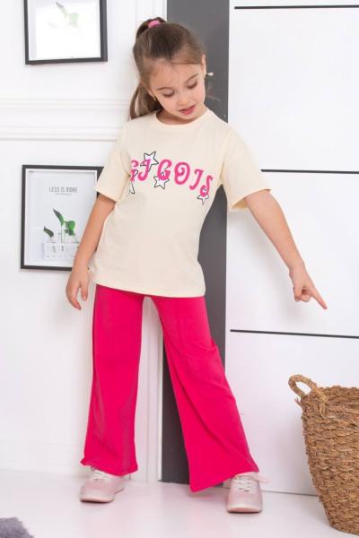 YILDIZ SIRT BASKILI PENYE İKİLİ KIZ TAKIM  Fuşya