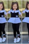 YIRTMAÇLI KISAKOL GÖMLEKLİ TAKIM Siyah