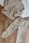 ZARA YARIM FERMUARLI ÇAKIL TAŞLI KUMAŞ UNİSEX TAKIM Bej