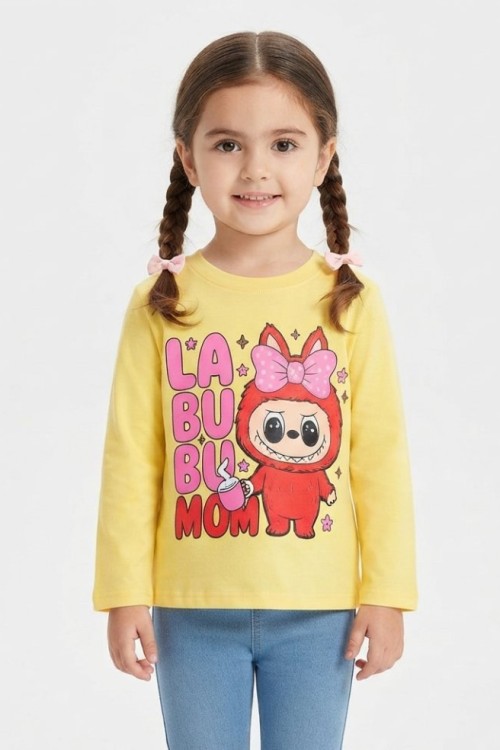 LABUBU MOM UZUN KOL TEK SWEET  Sarı