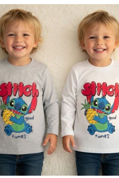 STİTCH ANANAS UZUN KOL TEK SWEET  Beyaz