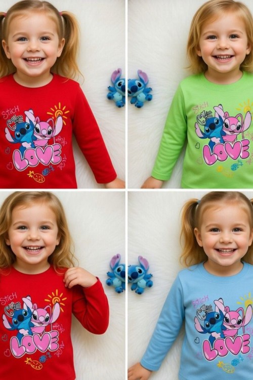 STİTCH LOVE UZUN KOL TEK SWEET  Mavi