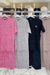 BB BALENCIAGA LEOPAR DESENLİ KISAKOL KADIN EŞOFMAN TAKIMI  Gri