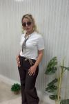 BELİ FLORLU BOL PAÇA KADIN PANTOLON Kahverengi