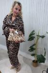LEOPAR DESENLİ FERMUARLI SALAŞ KADIN TAKIM Bej