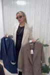 KOL LEOPAR KATLAMALI BLAZER KADIN CEKET Kahverengi