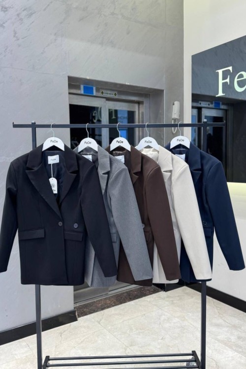 TEK DÜĞMELİ SADE  BLAZER CEKET Krem