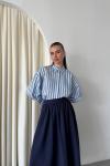 OVERSIZE ÇİZGİLİ GÖMLEK  Mavi
