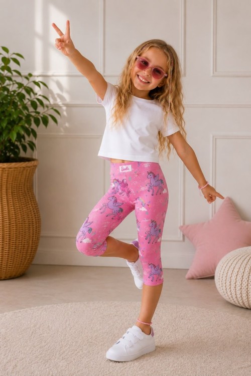 UYGUN UNİCORN FİTİLLİ KAPRİ TAYT Pembe