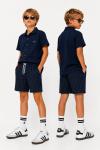 ZARA ALT ÇİZGİLİ GÖMLEKLİ ŞORTLU TAKIM Lacivert