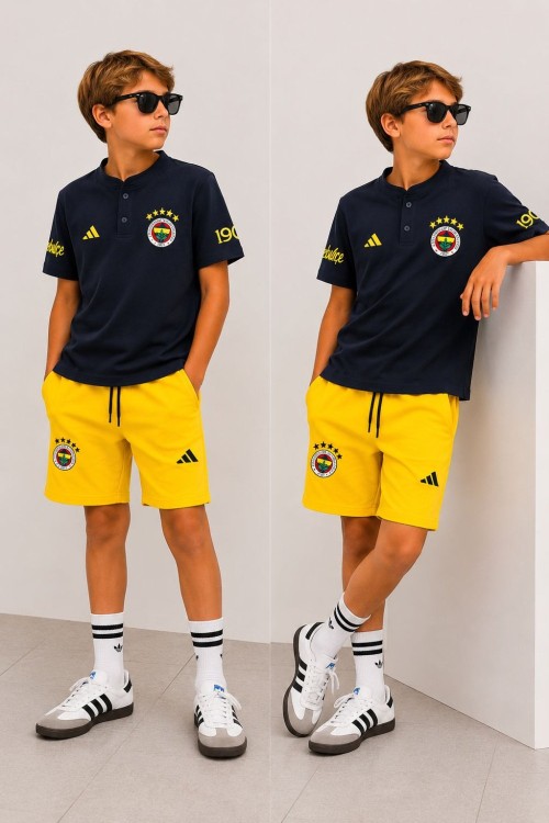 TARAFTAR F  BEBE YAKA ŞORTLU TAKIM  Lacivert