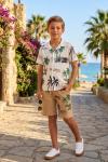 SUMMER PALMİYE GÖMLEKLİ ŞORTLU TAKIM  Bej