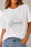 OVERSİZE BÜYÜK BAKLAVA DESEN GUESS TİŞÖRT  Beyaz