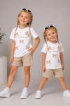 KAMPANYALI SUMMER GİRL FİYONKLU ŞORTLU TAKIM  Bej