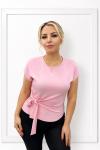 YANDAN BAĞLAMALI DÜZ OYSHO TİŞÖRT  Pembe