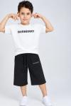 GARSON BOY BURBERRY ŞORTLU TAKIM  Beyaz
