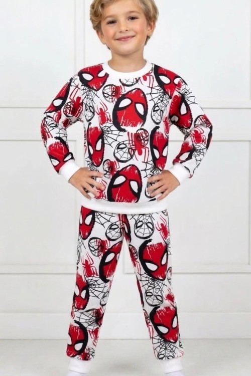 2 İP ŞARDONLU BÜYÜK SPİDERMAN EŞOFMAN TAKIMI  Beyaz