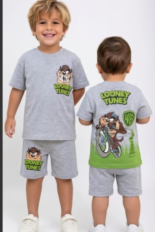 LOONEY TUNES YAZILI ŞORTLU TAKIM  Gri