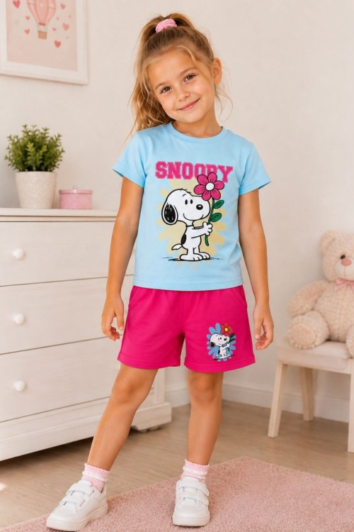 SNOOPY YAZILI ŞORTLU TAKIM  Mavi