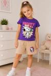 SNOOPY YAZILI ŞORTLU TAKIM  Mor