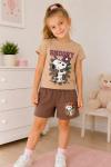 SNOOPY YAZILI ŞORTLU TAKIM  Bej